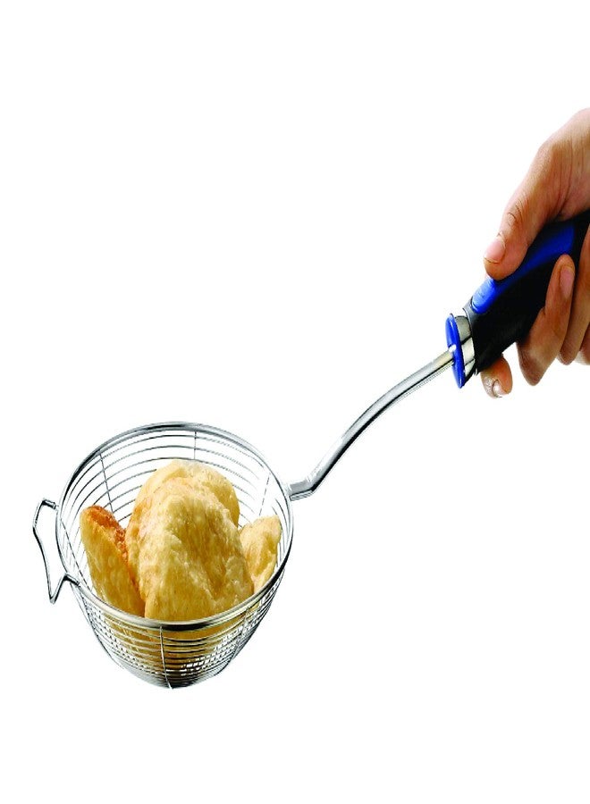 TIARA - Sigma Frying Strainer DEEP Fry MESH Strainer JHARA Puri Strainer 1PC 16CM - Blue Handle, Stainless Steel - Image 4